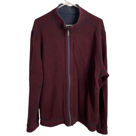 Tommy Bahama Mens Flipshore Jacket Full XL Zip Burgundy Navy Blue Reversible - Picture 5 of 9
